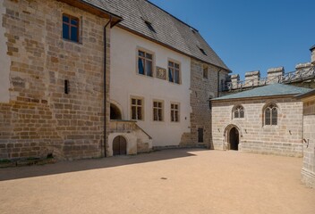 View of Kost Castle, exteriors, courtyard, chapel, tower