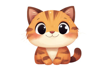 Fototapeta premium Happy Cartoon Cat Character Isolated on Transparent Background