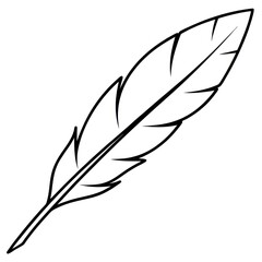 Obraz premium A Detailed Illustration of a Single Feather With Intricate Line Work Against a White Background