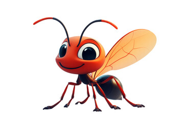 Fototapeta premium Adorable Ant Cartoon Character in a Fun Pose on transparent background