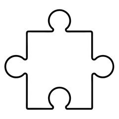 Empty Puzzle Piece Outline Illustrating Connection and Creativity in Design or Art Projects on a White Background