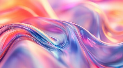 Obraz premium Serene flowing glass ribbons intertwined with holographic motion and iridescent flourishes for a visually soothing banner design