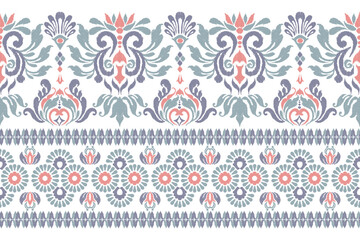 Ikat geometric folklore ornament. Tribal ethnic vector texture. Seamless striped pattern in Aztec style. Figure tribal embroidery. Indian, Scandinavian, Gypsy, and Mexican, folk patterns