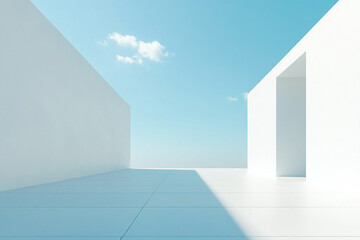 Obraz premium Abstract 3D rendering minimalist style architectural space scene