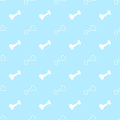 White Bone Pattern On Blue Background. Animal Backdrop. Wallpaper. Banner. Vector Illustration