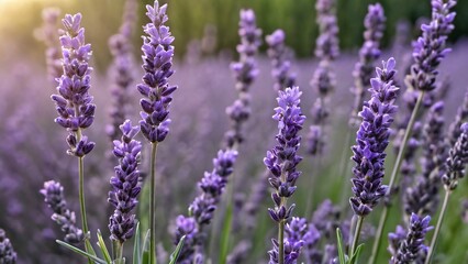 Naklejka premium Close-Up of Lavender Stalks in Bloom