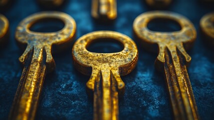 Golden Keys on a Blue Surface