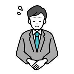 Clip art of businessperson man bowing.
