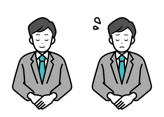 Clip art set of business person man bowing.
