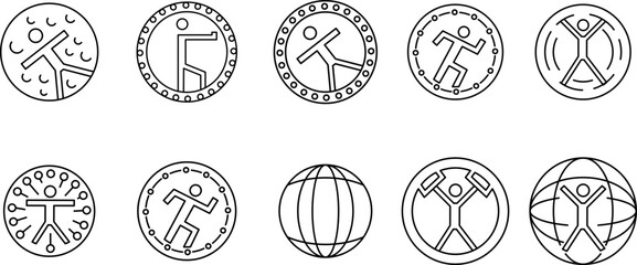 zorbing icon set