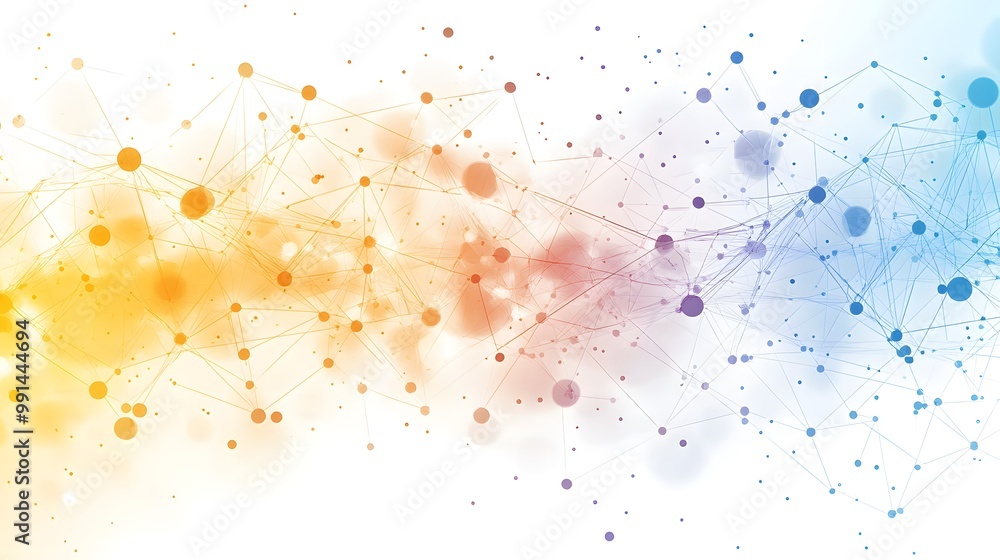 Poster abstract digital network with interconnected nodes and lines