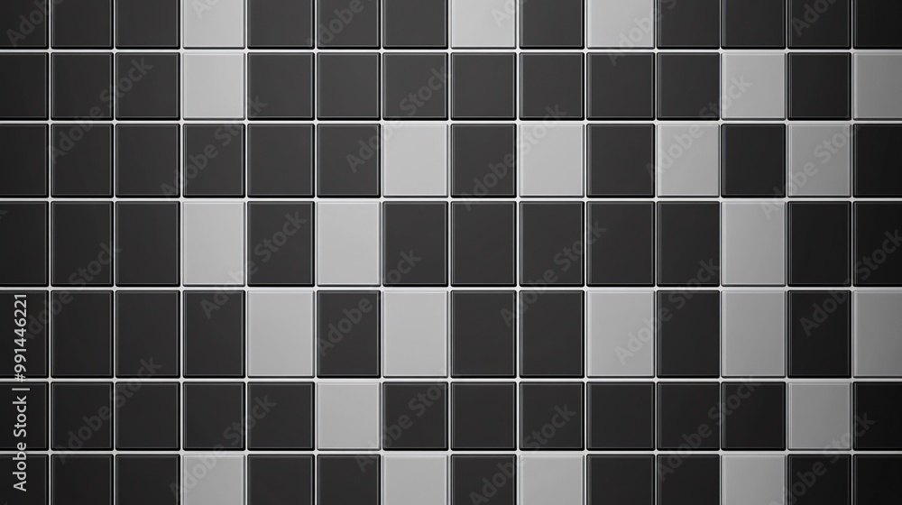 Poster abstract black and white square tiles with a checkered pattern.