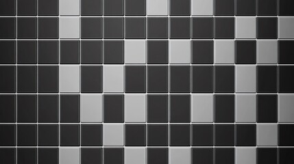 Abstract black and white square tiles with a checkered pattern.