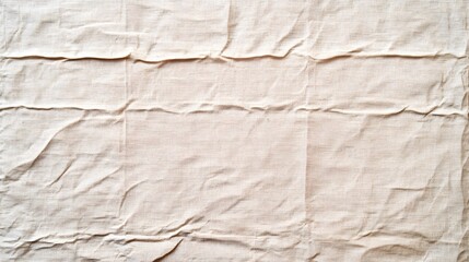 Obraz premium A textured, wrinkled fabric surface in light beige tones, showcasing intricate patterns and subtle variations in color.