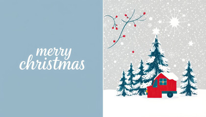 Merry Christmas Cover and Backcover greeting card. Modern beautiful Xmas design with typography, Christmas tree branches, balls, snowflake pattern. Minimal art banner, poster, cover templates 