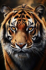 Fototapeta premium Realistic Acrylic Paintings on canvas a portrait of a Bengal tiger in profile