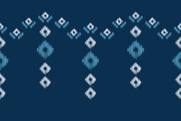 Traditional Ethnic ikat motif fabric pattern geometric style.African Ikat embroidery Ethnic oriental pattern blue background wallpaper. Abstract,vector,illustration.Texture,frame,decoration.