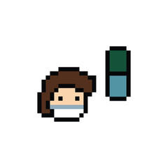 Cute pixel cartoon 8bit character man doctor or scientist game care for decoration pharmacist male doctor in hospital 8 bit male pixel art png vector.