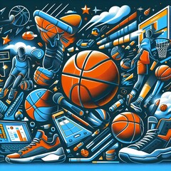 Digital illustration about basketball and sports.