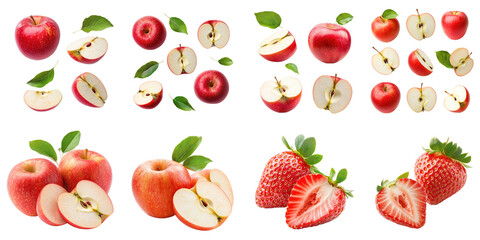 Set of many kind of fruits isolated on transparency background