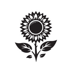 Fototapeta premium Sunflower silhouette vector design. Sunflower logo, icon black and white. Sunflower vector illustration.