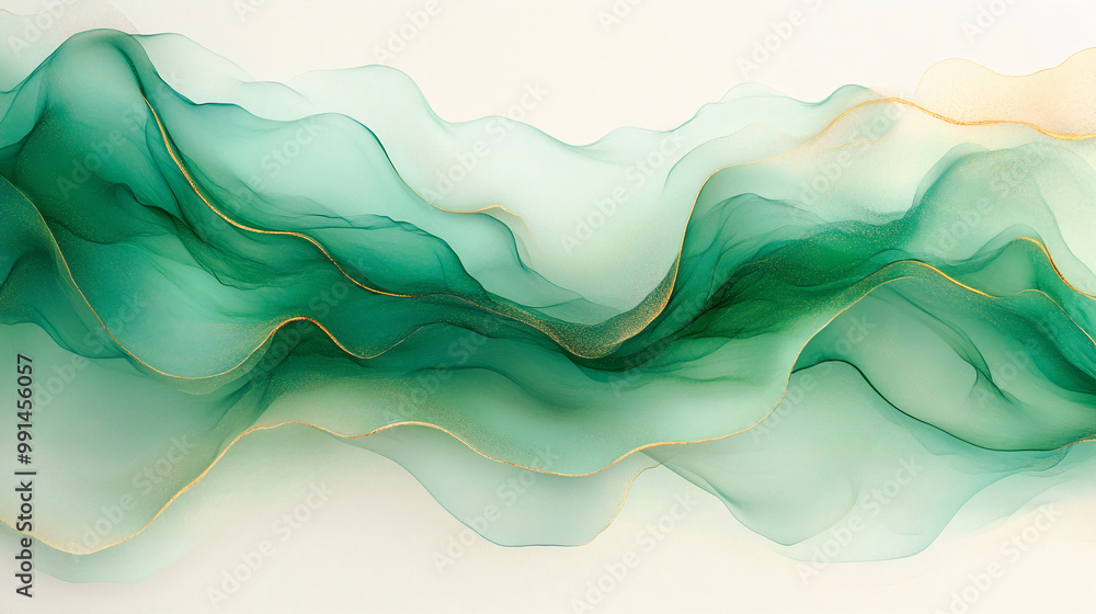Poster abstract flow of translucent colors with golden glitter. abstract background or wallpaper. generativ