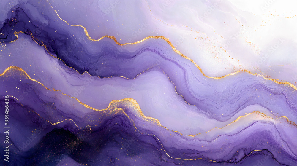 Poster abstract flow of translucent colors with golden glitter. abstract background or wallpaper. generativ