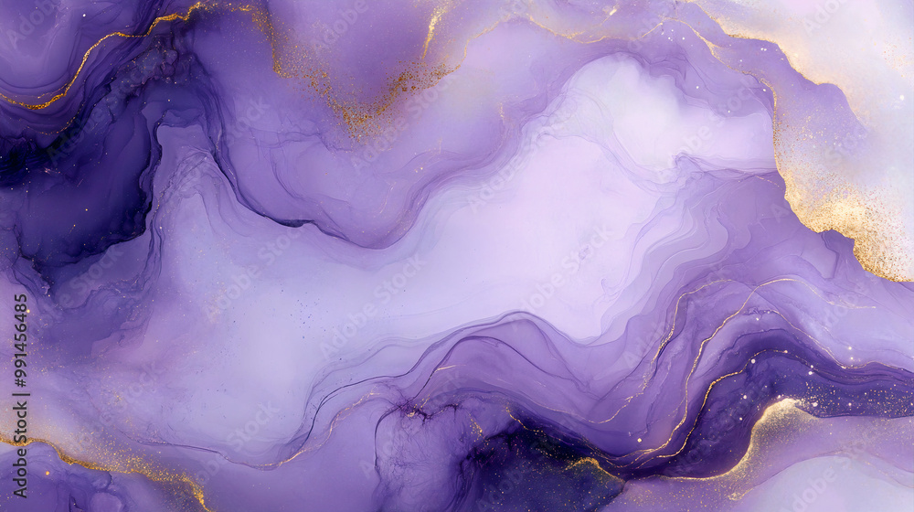 Poster abstract flow of translucent colors with golden glitter. abstract background or wallpaper. generativ
