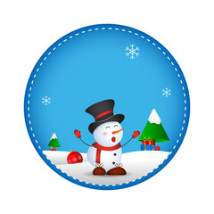 Vector illustration of Christmas decorative tag with christmas character on transparent background