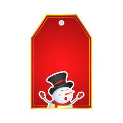Vector illustration of Christmas decorative tag with christmas character on transparent background