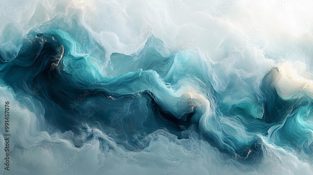 Poster abstract flow of translucent colors with golden glitter. abstract background or wallpaper. generativ
