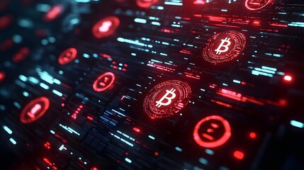 Obraz premium Futuristic Digital Interface with Bitcoin Symbols
