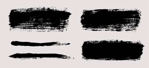 Brush strokes vector. Painted rectangles collection. Grunge long text boxes or textured backgrounds set.