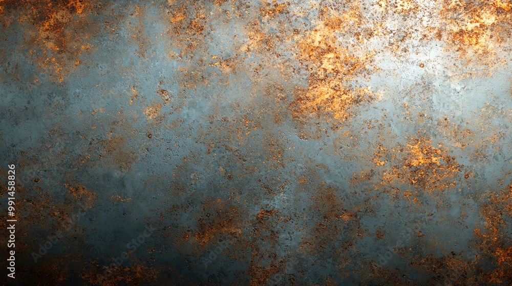 Poster textured surface featuring blue and brown rust patterns, perfect for backgrounds, design projects, a