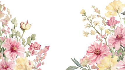 watercolor illustration of spring flowers bouquet