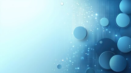 A calming blue background with circular shapes and shimmering particles, ideal for modern design and abstract art.