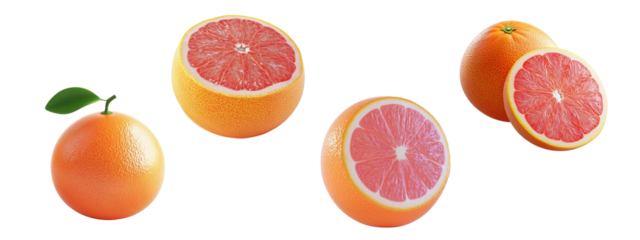 Slice of a grapefruit on transparency background PNG
