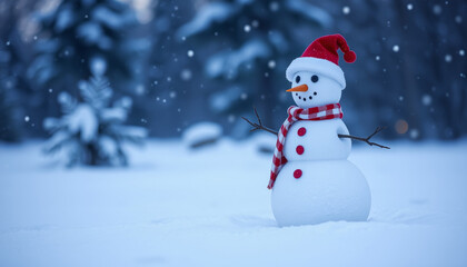 xmas snowman in the forest