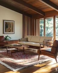 Mid-Century Modern Living Room with Natural Elements