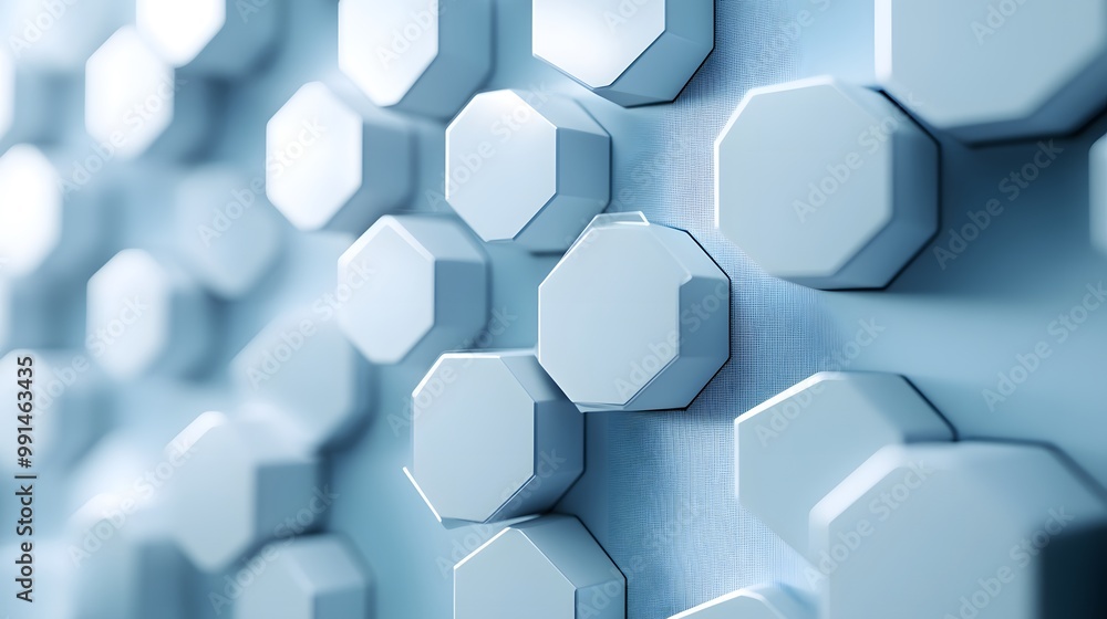 Poster abstract octagonal pattern with blue hues