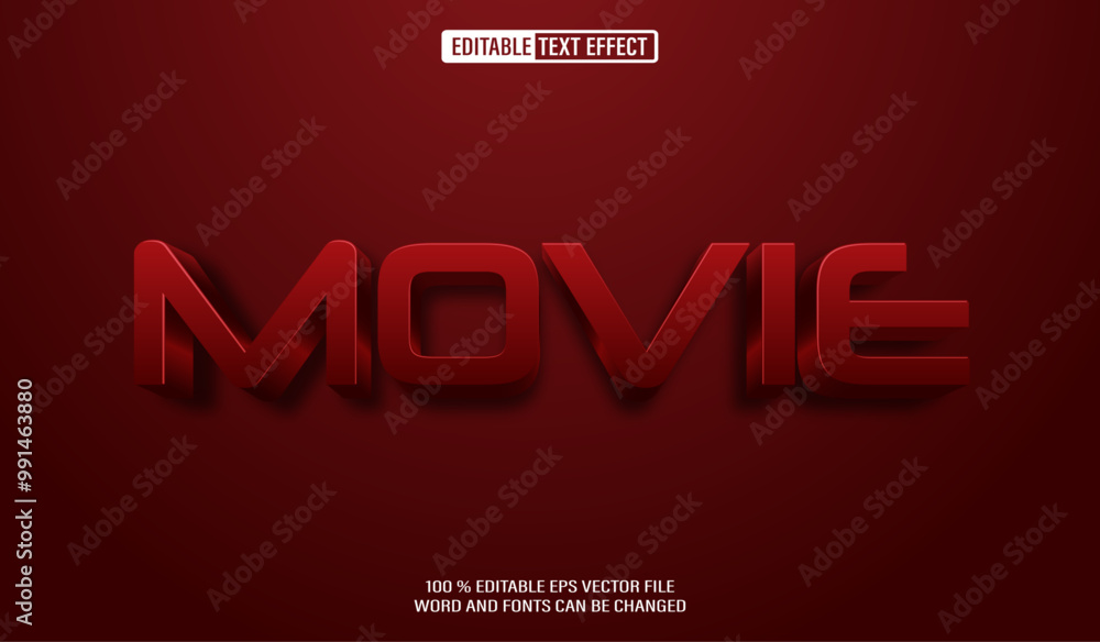 Poster editable 3d text style effect - movie text effect template