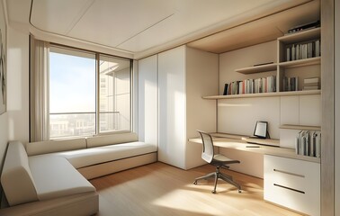 Modern Apartment Interior with Light Wood Floors