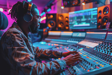 The hands of a video clip editor are editing video on a computer in the office.