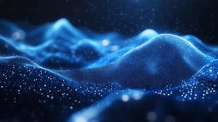 Abstract wave shape on a lowpolygonal triangular background for design on the topic of cyberspace big data metaverse network security data transfer on dark blue abstract cyberspace bac : Generative AI