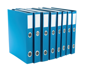 Stack of Blue Binders for Office Organization, Against A Transparent Background, Blue Blinders PNG Objects