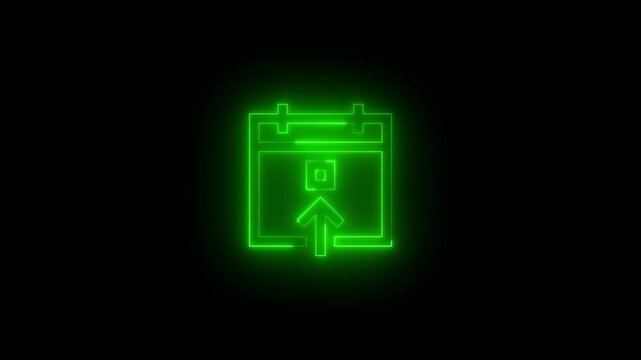 Neon goto today icon glowing black background animation