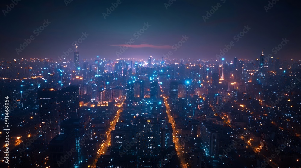 Poster smart city and communication network concept 5g iot internet of things telecommunication : generativ