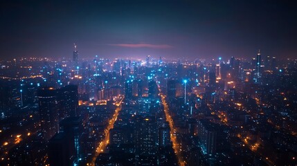 Fototapeta premium Smart city and communication network concept 5G IoT Internet of Things Telecommunication : Generative AI