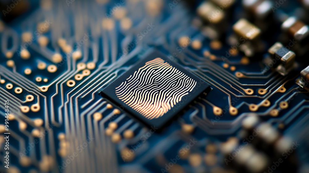 Poster this image shows how a tiny computer chip (integrated circuit) is used to make online logins safer. 