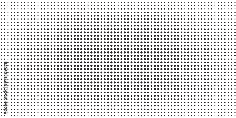 Poster monochrome gradient halftone dots background. vector illustration. abstract small grunge dots on whi